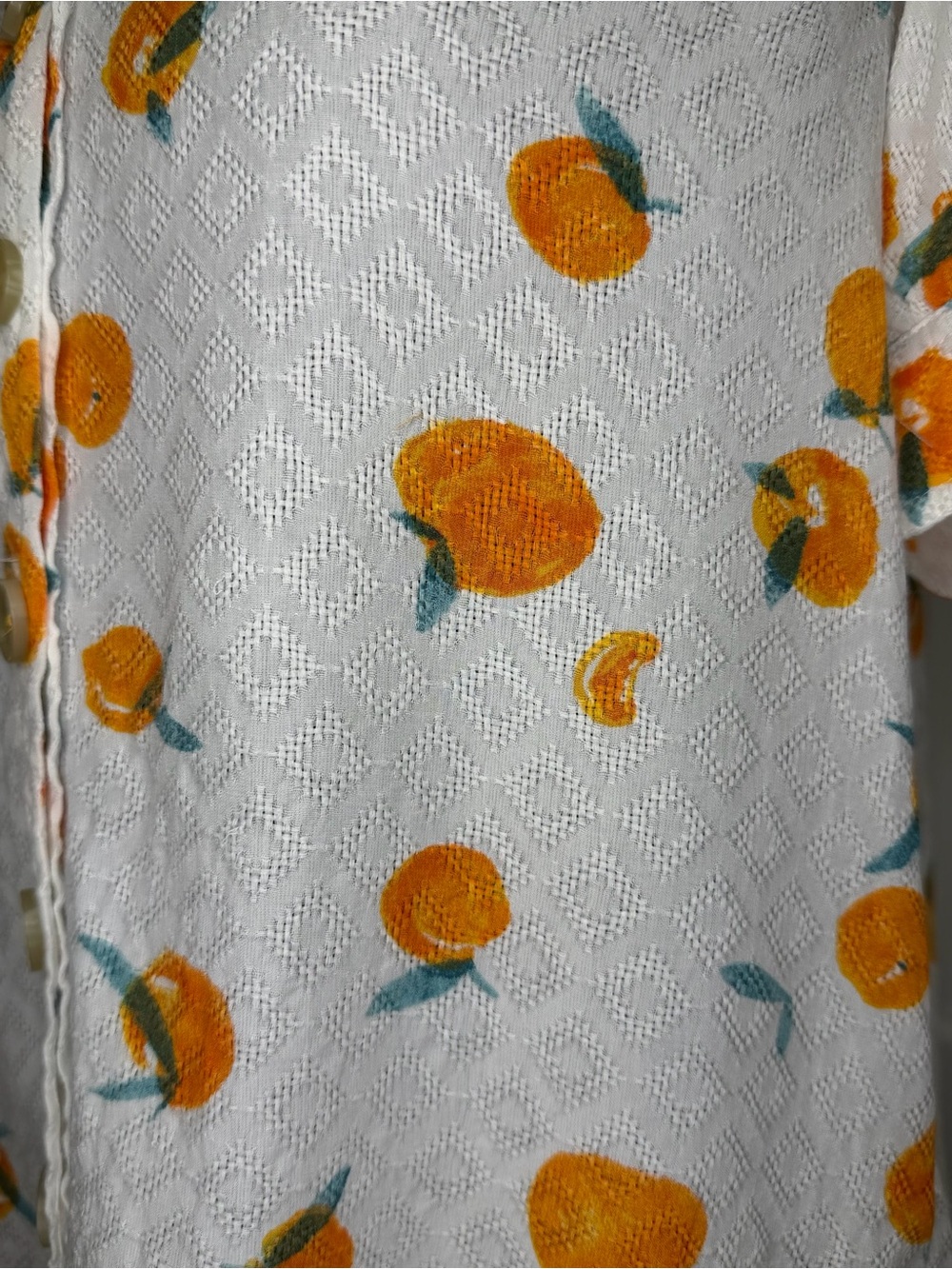 Maeve Anthropologie White Button-Front Top with Orange Fruit Print Size 2 - Picture 5 of 13